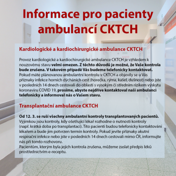 Informace pro pacienty ambulancí CKTCH