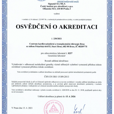 Certifikát ČIA gen 2021