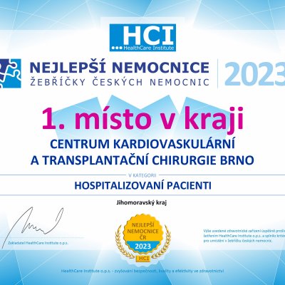 Jihomoravský 1.místo hospitalizovaní 2023